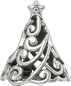 Sterling Silver Reflections Crystal Filigree Christmas Tree Bead