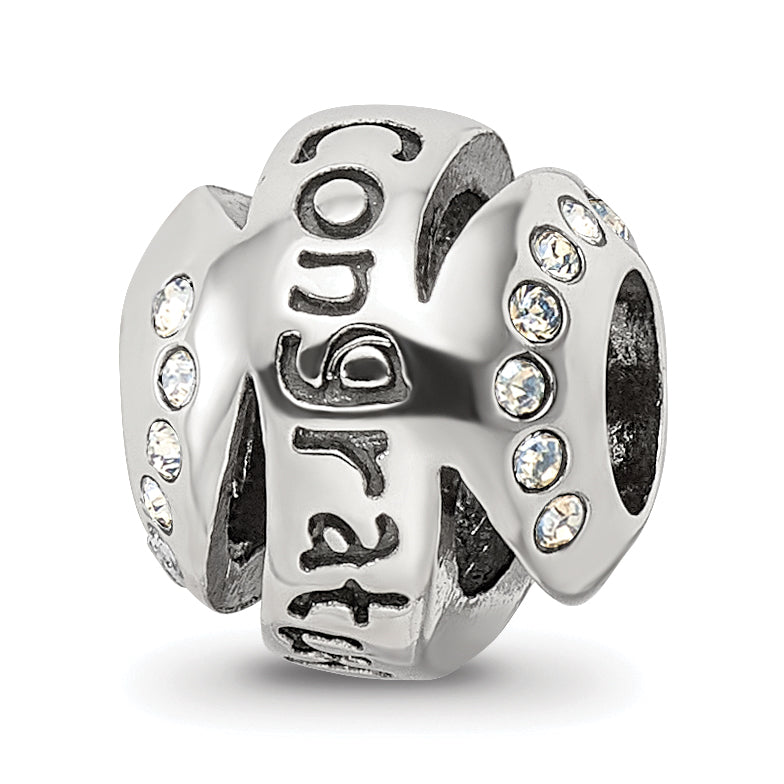 Sterling Silver Reflections Crytal Congratulations Bead Main image