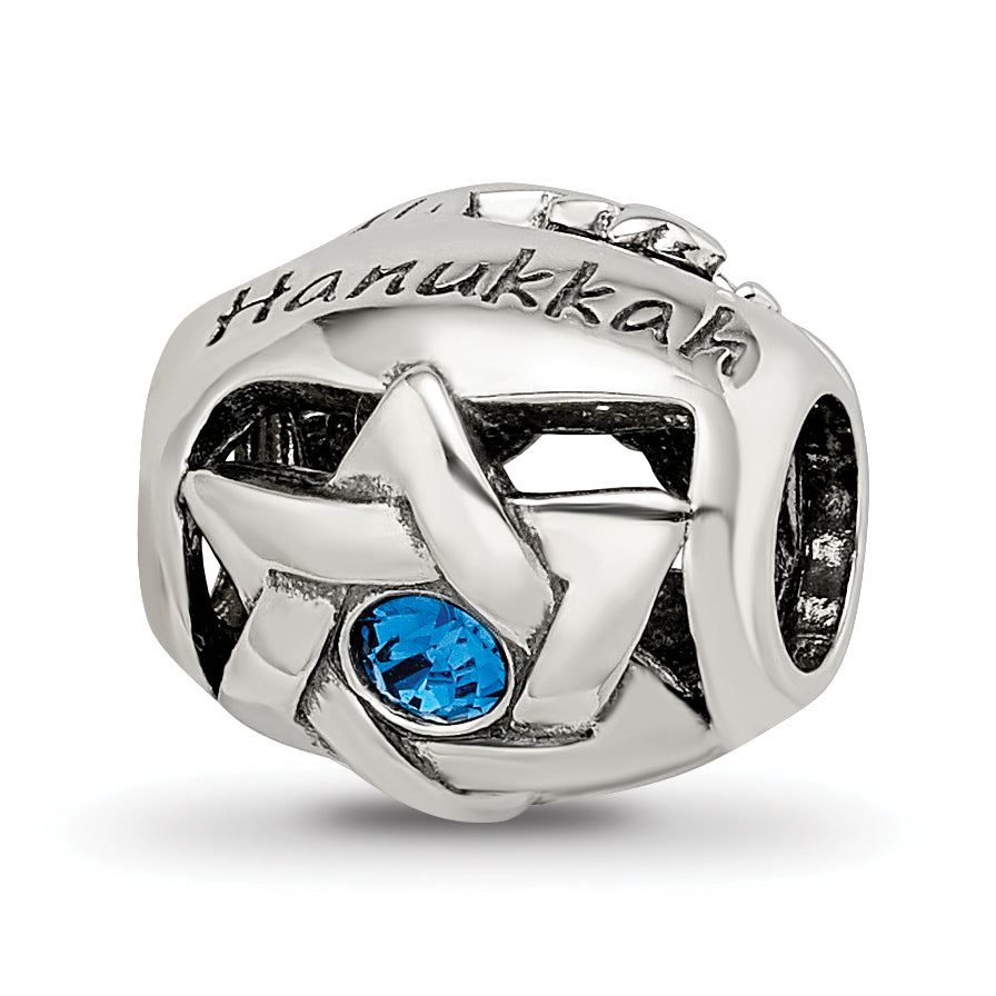 Sterling Silver Reflections Crystals Happy Hanukkah Bead Main image