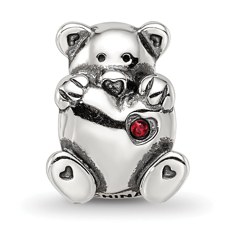 Sterling Silver Reflections Crystals Teddy Bear Bead