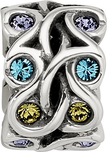 Sterling Silver Reflections Crystals Mandala Spacer Bead