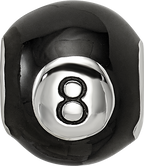 Sterling Silver Reflections Rhodium-plated Black Enamel 8-Ball Bead