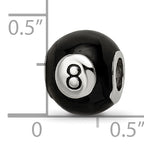Sterling Silver Reflections Rhodium-plated Black Enamel 8-Ball Bead