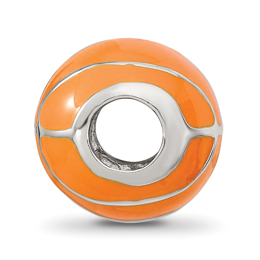 Sterling Silver Reflections Rhodium-plated Orange Enamel Basketball Bead Secondary image