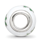 Sterling Silver Reflections Rhodium-plated White & Green Enamel Clover Bead