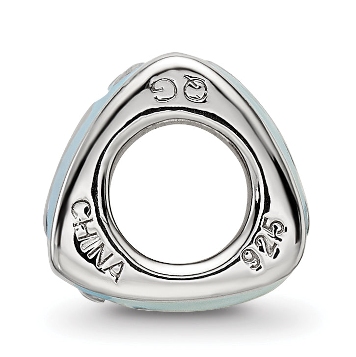 SS Reflections Rh-plated Blue Enamel 3-side Baby Footprint Bead
