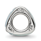 SS Reflections Rh-plated Blue Enamel 3-side Baby Footprint Bead