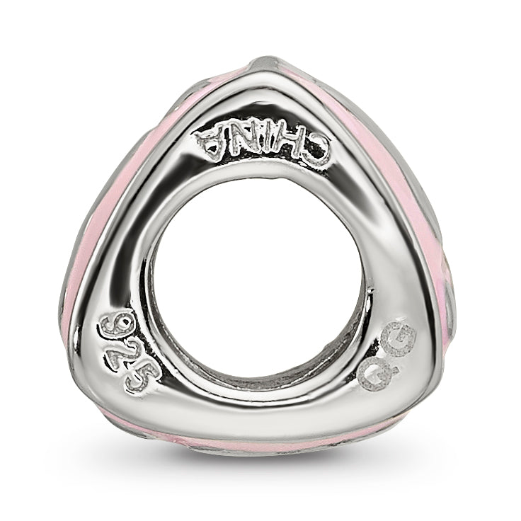 SS Reflections Rh-plated Pink Enamel 3-sided Baby Footprint Bead Secondary image