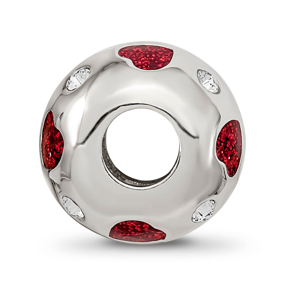 Sterling Silver Reflections Red Enameled Crystal Hearts Bead Secondary image