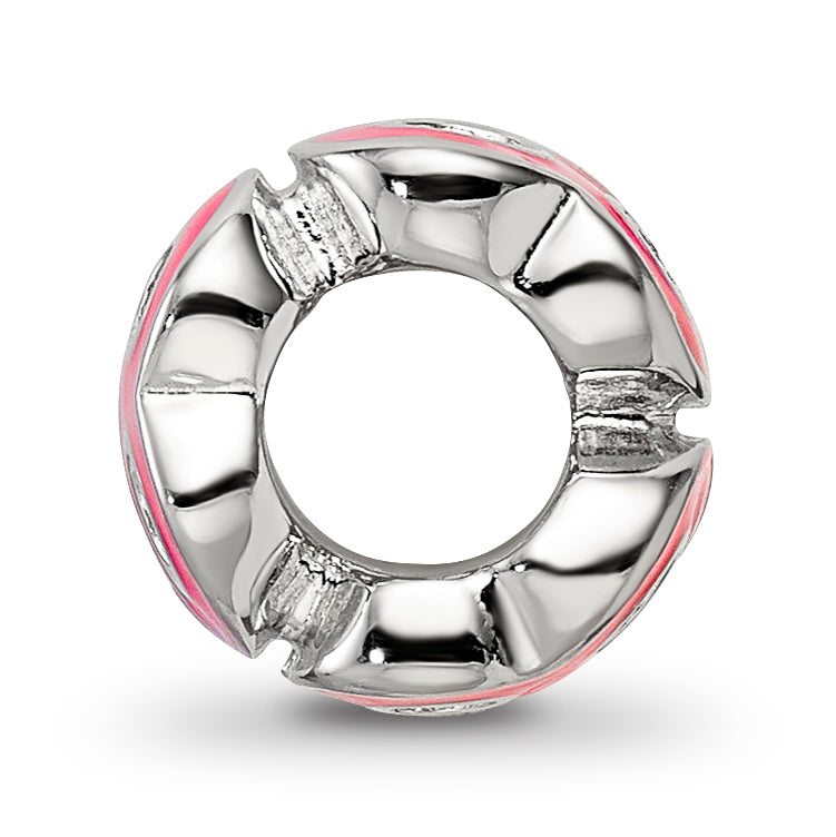 Sterling Silver Reflections Rhodium-plated Pink Enameled 18 Bead Secondary image