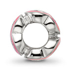 Sterling Silver Reflections Rhodium-plated Pink Enameled 18 Bead