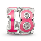 Sterling Silver Reflections Rhodium-plated Pink Enameled 18 Bead