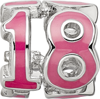 Sterling Silver Reflections Rhodium-plated Pink Enameled 18 Bead