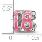 Sterling Silver Reflections Rhodium-plated Pink Enameled 18 Bead