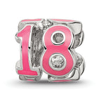 Sterling Silver Reflections Rhodium-plated Pink Enameled 18 Bead