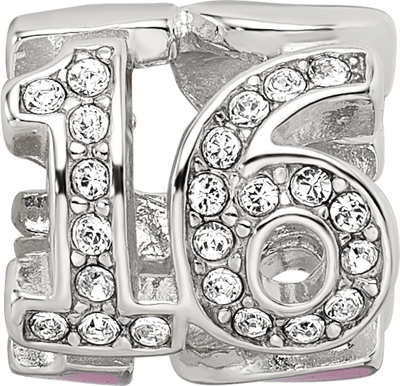 Sterling Silver Reflections Pink Enameled Crystal 16 Bead