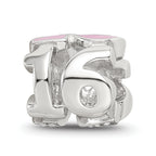 Sterling Silver Reflections Pink Enameled Crystal 16 Bead
