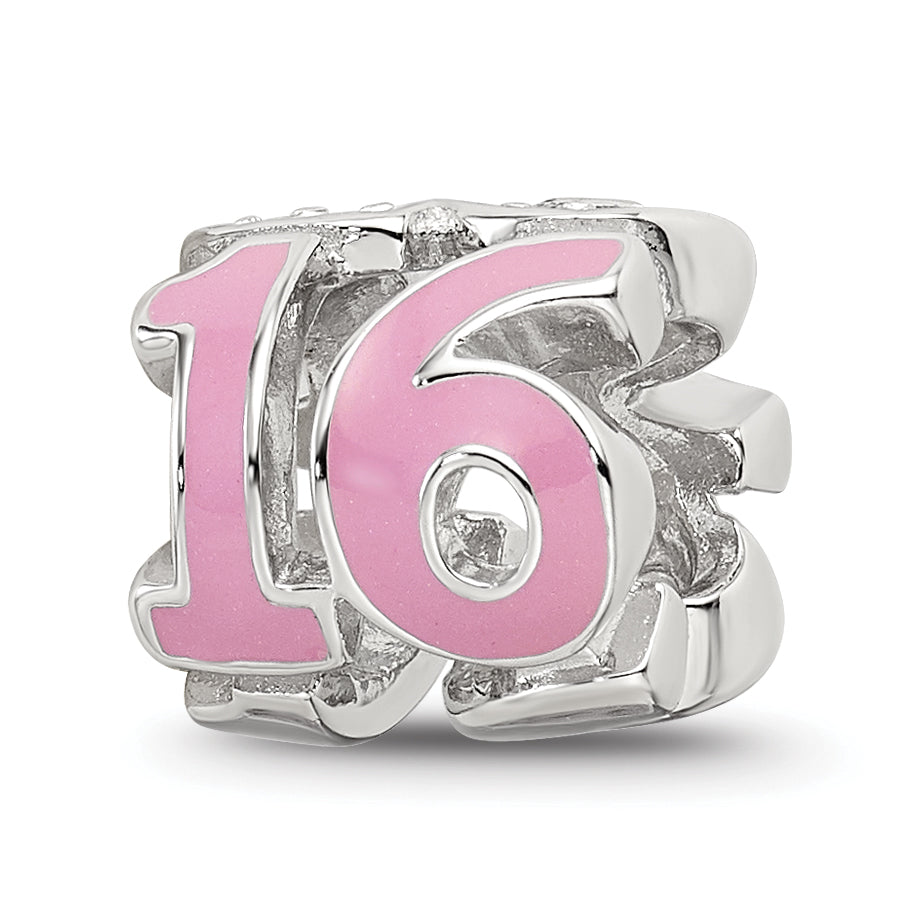 Sterling Silver Reflections Pink Enameled Crystal 16 Bead