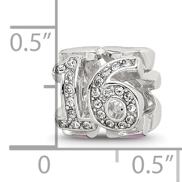 Sterling Silver Reflections Pink Enameled Crystal 16 Bead