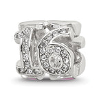Sterling Silver Reflections Pink Enameled Crystal 16 Bead