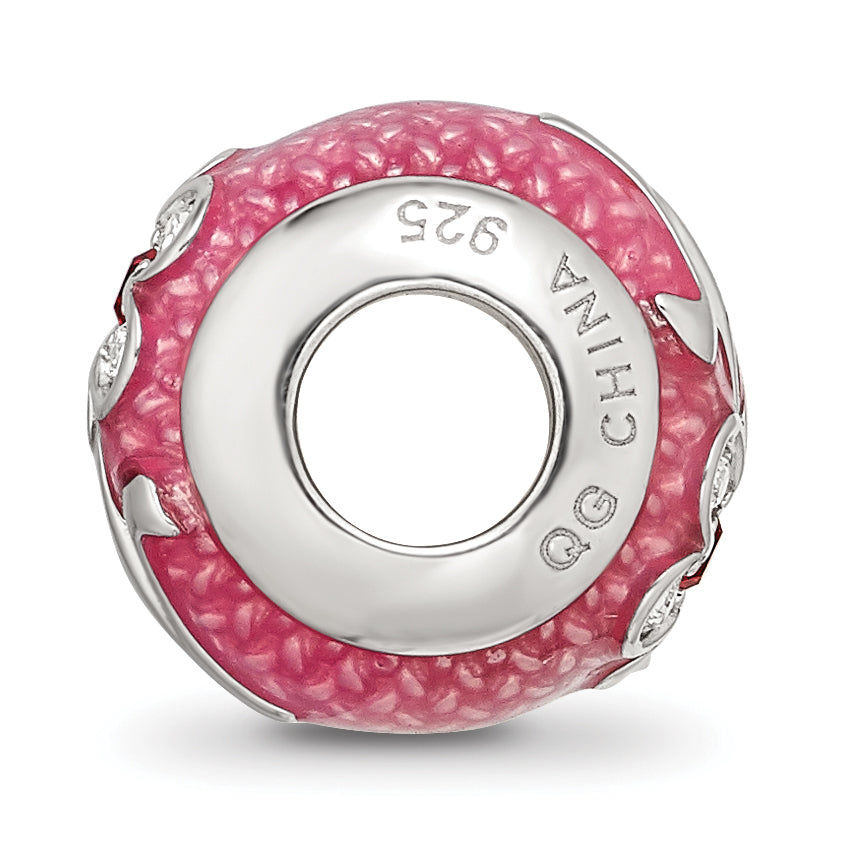 Sterling Silver Reflections Pink Enamel with Crystals Flower Bead Secondary image