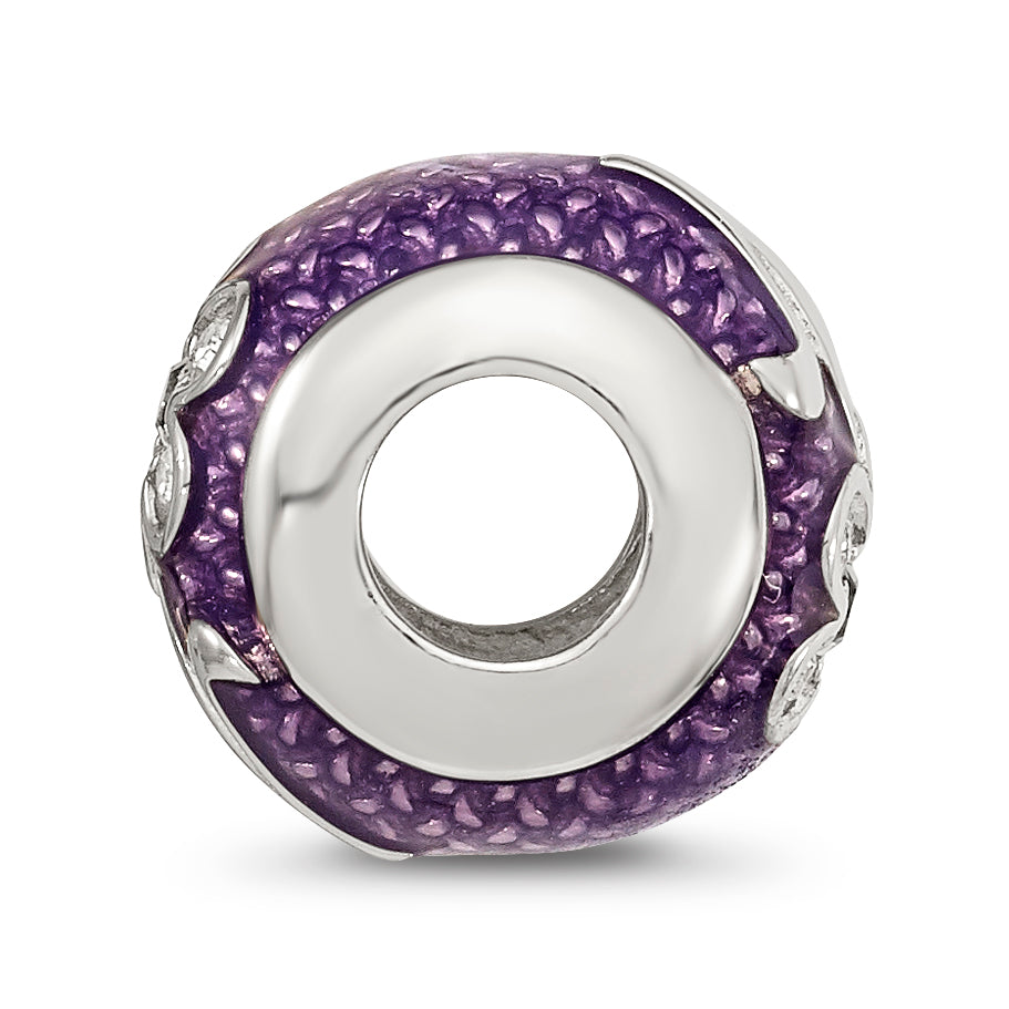 Sterling Silver Reflections Purple Enam with crystals Flower Bead Secondary image