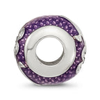 Sterling Silver Reflections Purple Enam with crystals Flower Bead