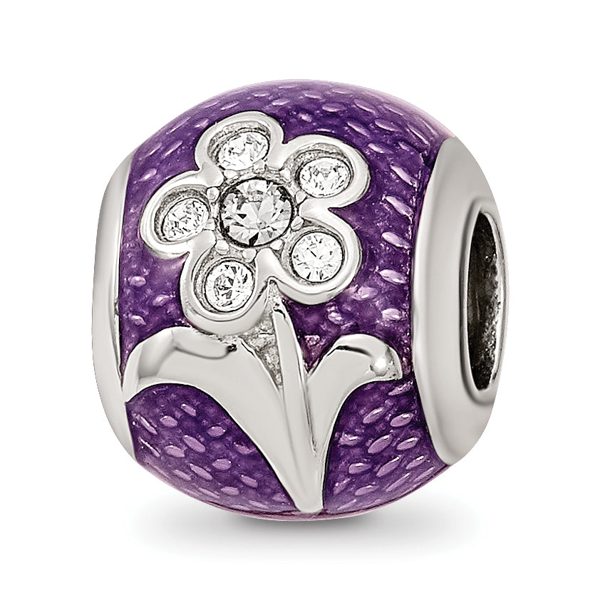 Sterling Silver Reflections Purple Enam with crystals Flower Bead Main image