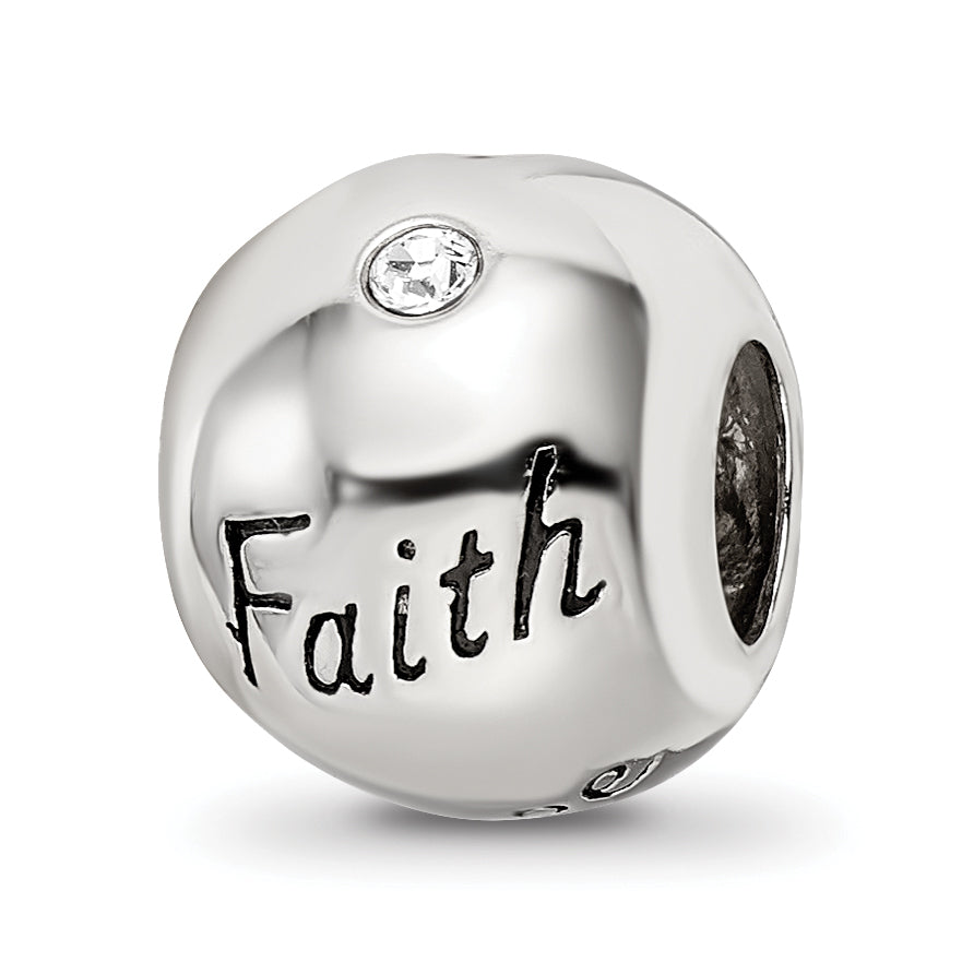 Sterling Silver Reflections Enamel Crystal FAITH HOPE LOVE Bead