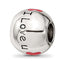 Sterling Silver Reflections Rh-plated Black & Red Enamel I LOVE U Bead