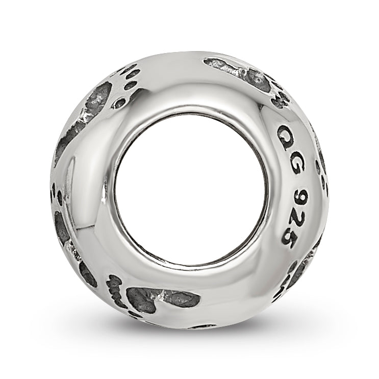 Sterling Silver Reflections Dad Mom & Baby Footprints Bead Secondary image