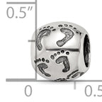 Sterling Silver Reflections Dad Mom & Baby Footprints Bead