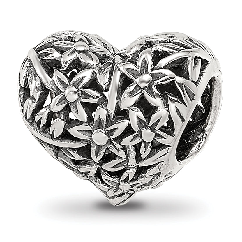 Sterling Silver Reflections Filigree Flower Heart Bead Main image