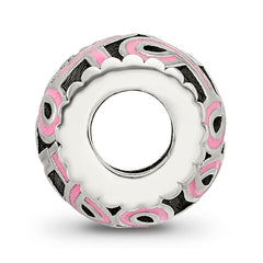 Sterling Silver Reflections Pink Enamel Awareness Filigree Bead