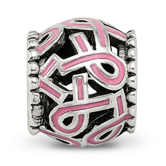 Sterling Silver Reflections Pink Enamel Awareness Filigree Bead