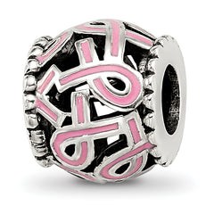 Sterling Silver Reflections Pink Enamel Awareness Filigree Bead