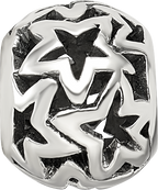 Sterling Silver Reflections Cutout Stars Bead