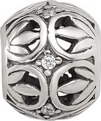 Sterling Silver Reflections CZ Leaf Filigree Bead