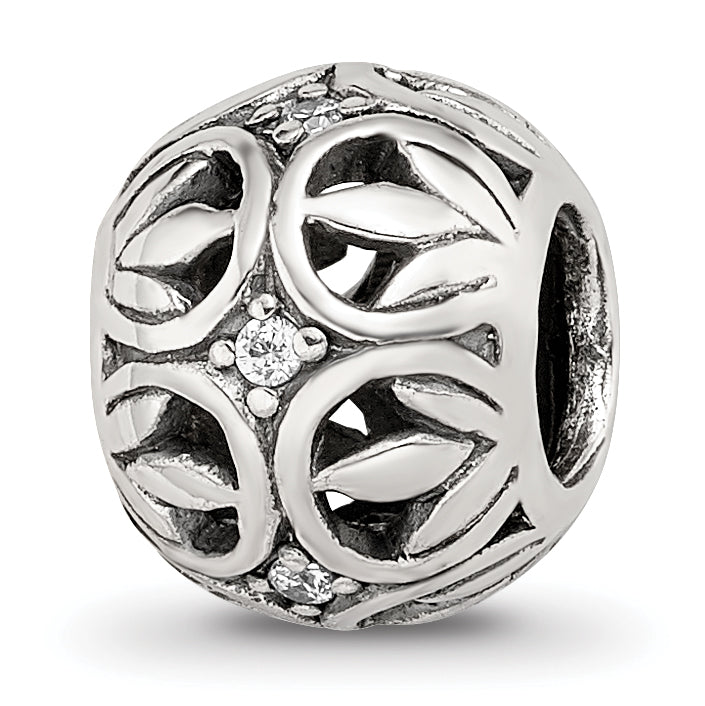 Sterling Silver Reflections CZ Leaf Filigree Bead Main image