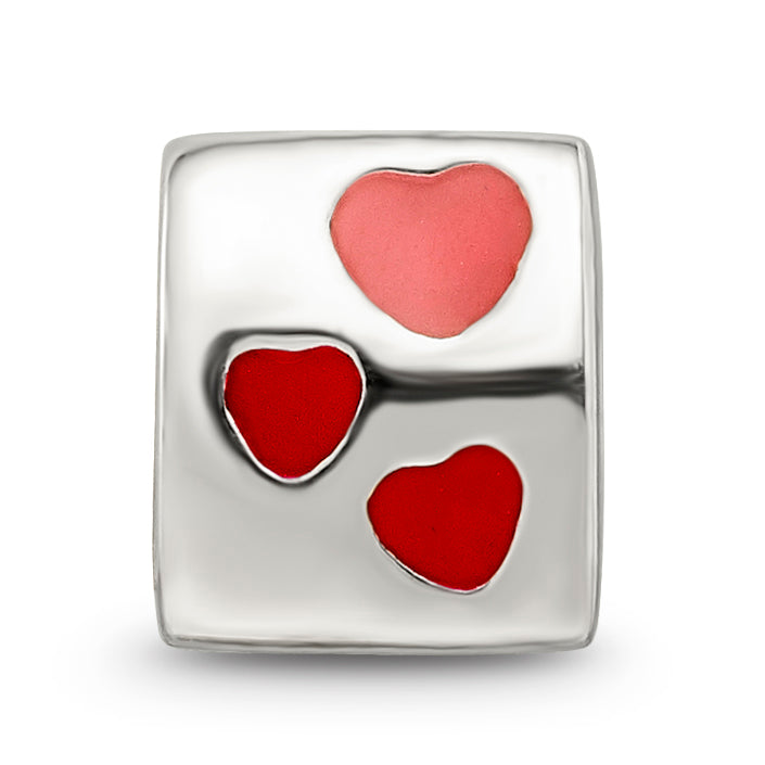 Sterling Silver Reflections Red Enameled Love You Bead