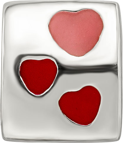 Sterling Silver Reflections Red Enameled Love You Bead