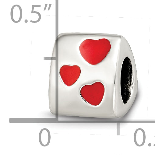 Sterling Silver Reflections Red Enameled Love You Bead