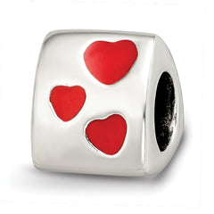 Sterling Silver Reflections Red Enameled Love You Bead