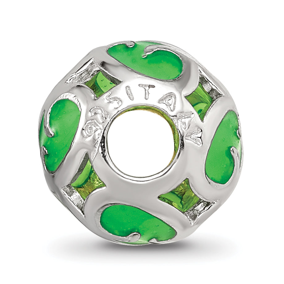 Sterling Silver Reflections Green Filigree Enameled Bead Secondary image