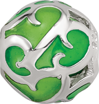 Sterling Silver Reflections Green Filigree Enameled Bead