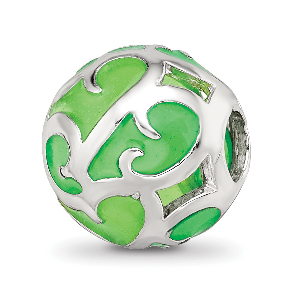 Sterling Silver Reflections Green Filigree Enameled Bead Main image