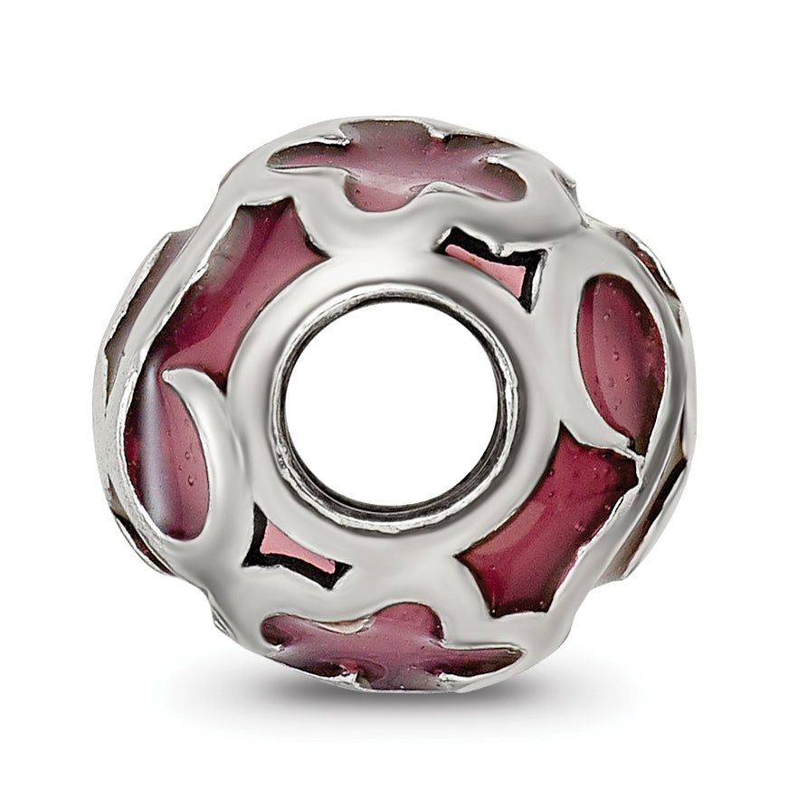 Sterling Silver Reflections Purple Floral Enameled Bead Secondary image