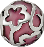 Sterling Silver Reflections Purple Floral Enameled Bead