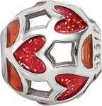 Sterling Silver Reflections Red Heart Enameled Bead