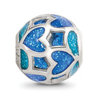 Sterling Silver Reflections Blue/Green Heart Enameled Bead